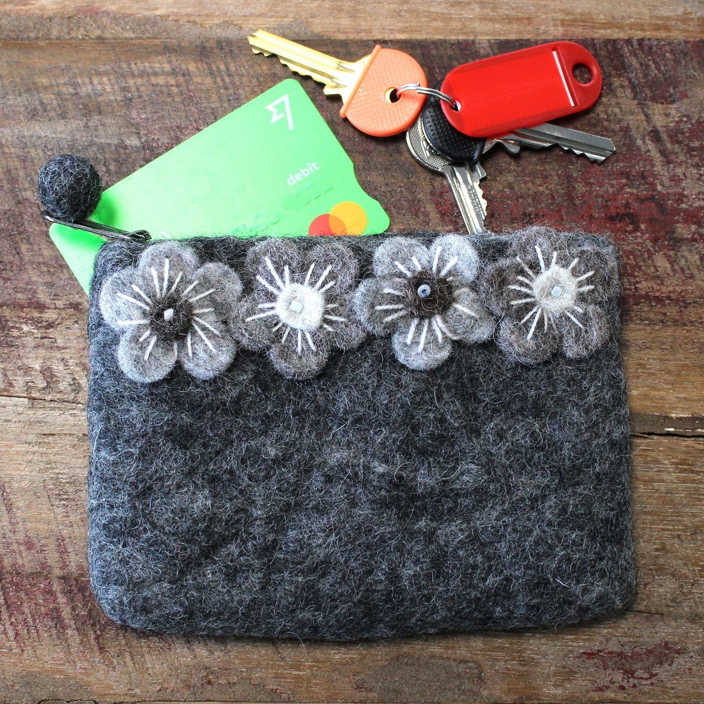 Natural Felt Zipper Pouches – Four Flowers - Luna Panther