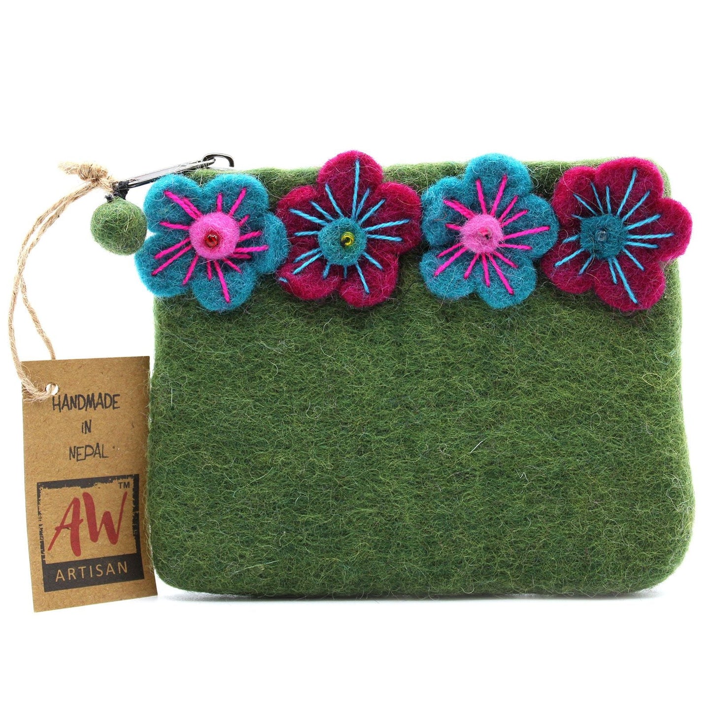 Natural Felt Zipper Pouches – Four Flowers - Luna Panther