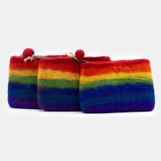 Natural Felt Zipper Pouches – Rainbow - Luna Panther alternate view