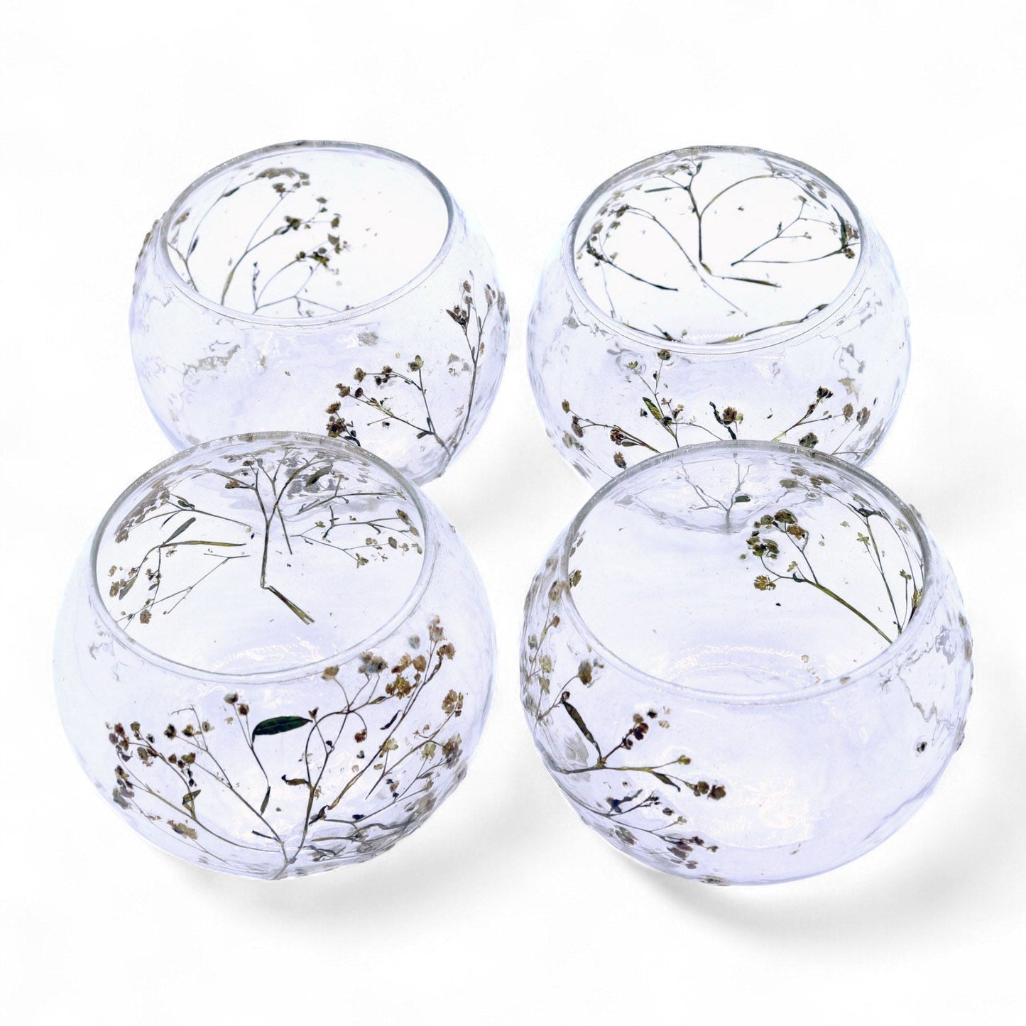 Natural Floral Glass - Bowl Candle Holder - Margarita - (8x10cm) - Luna Panther