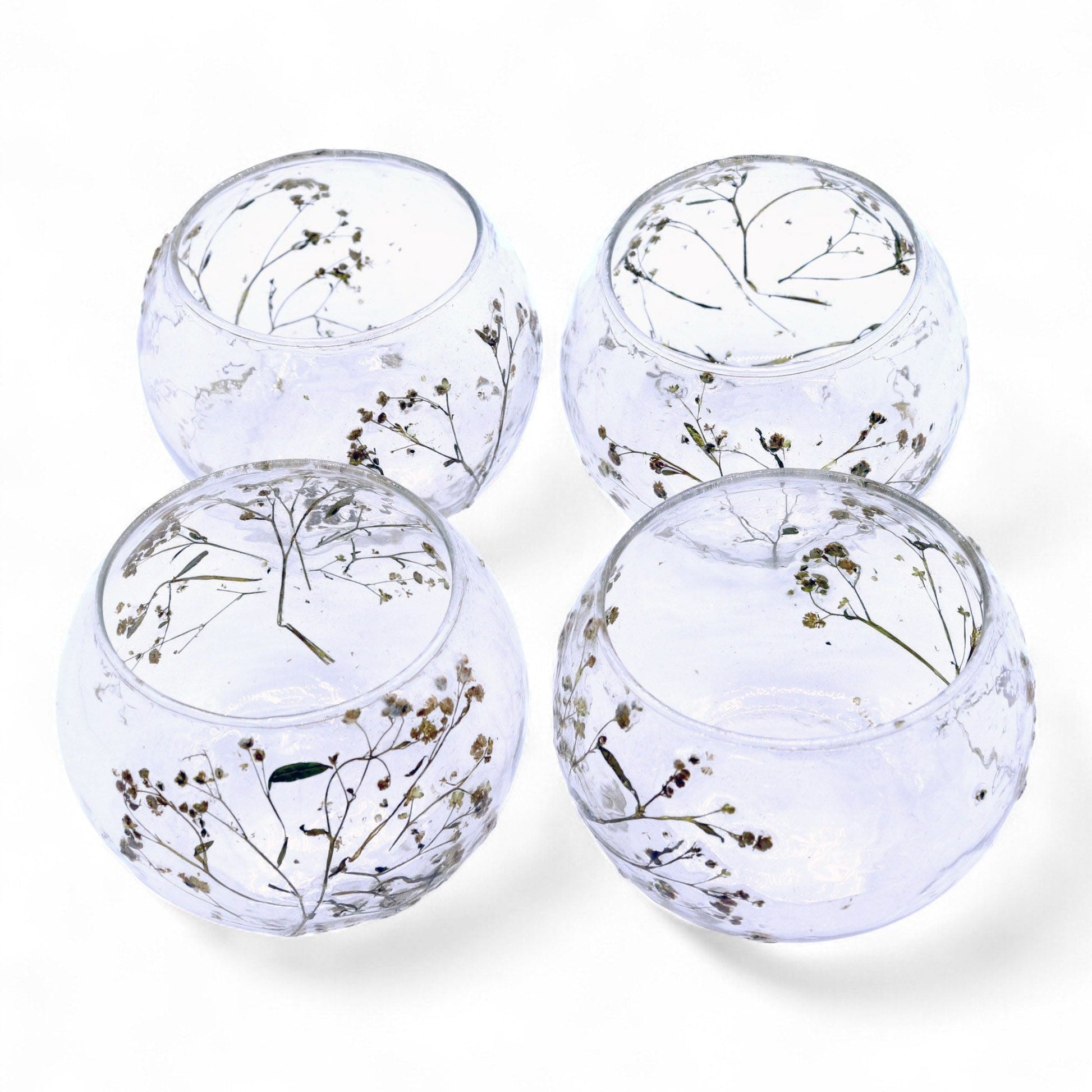 Natural Floral Glass - Bowl Candle Holder - Margarita - (8x10cm) - Luna Panther