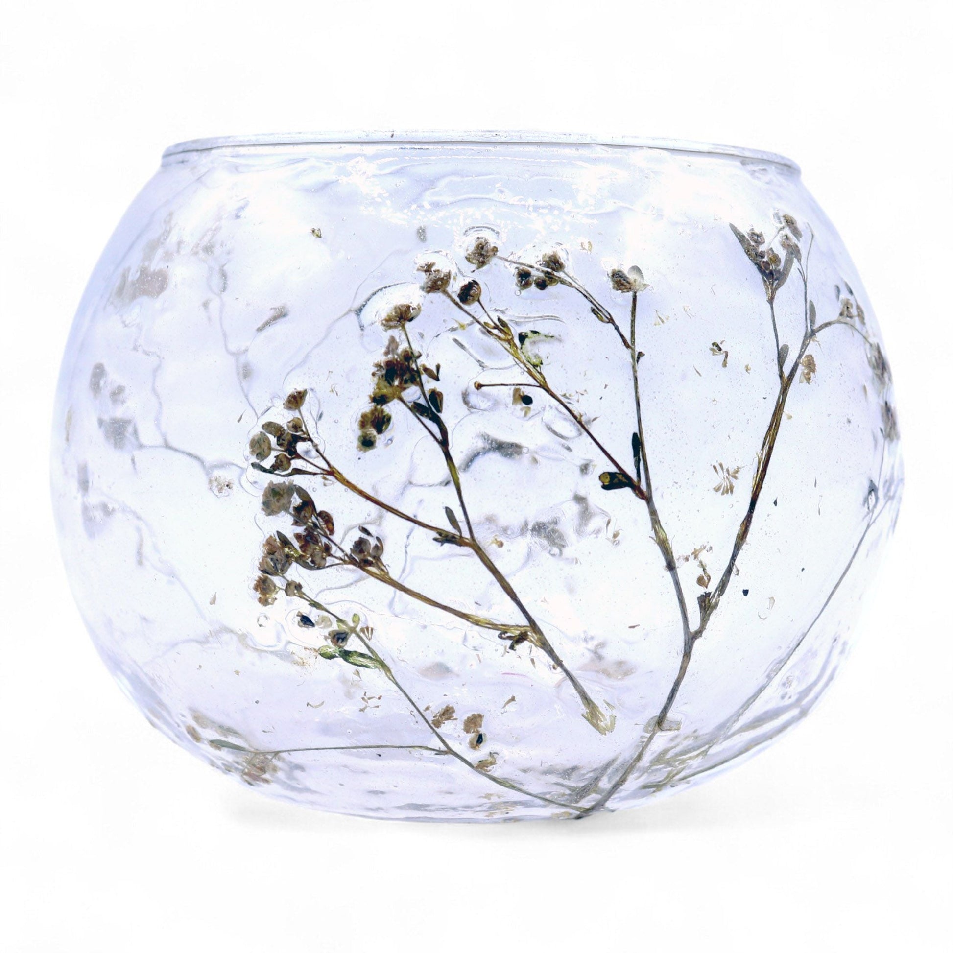 Natural Floral Glass - Bowl Candle Holder - Margarita - (8x10cm) - Luna Panther