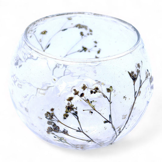Natural Floral Glass - Bowl Candle Holder - Margarita - (8x10cm) - Luna Panther