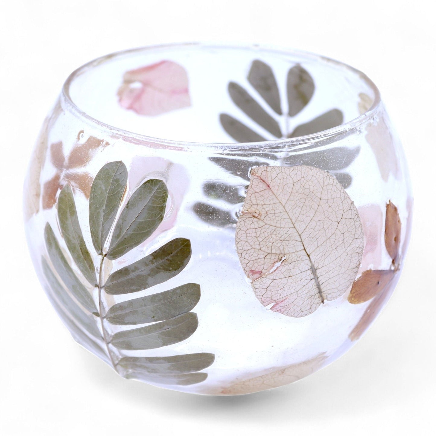 Natural Floral Glass - Bowl Candle Holder - Primavera - (8x10cm) - Luna Panther