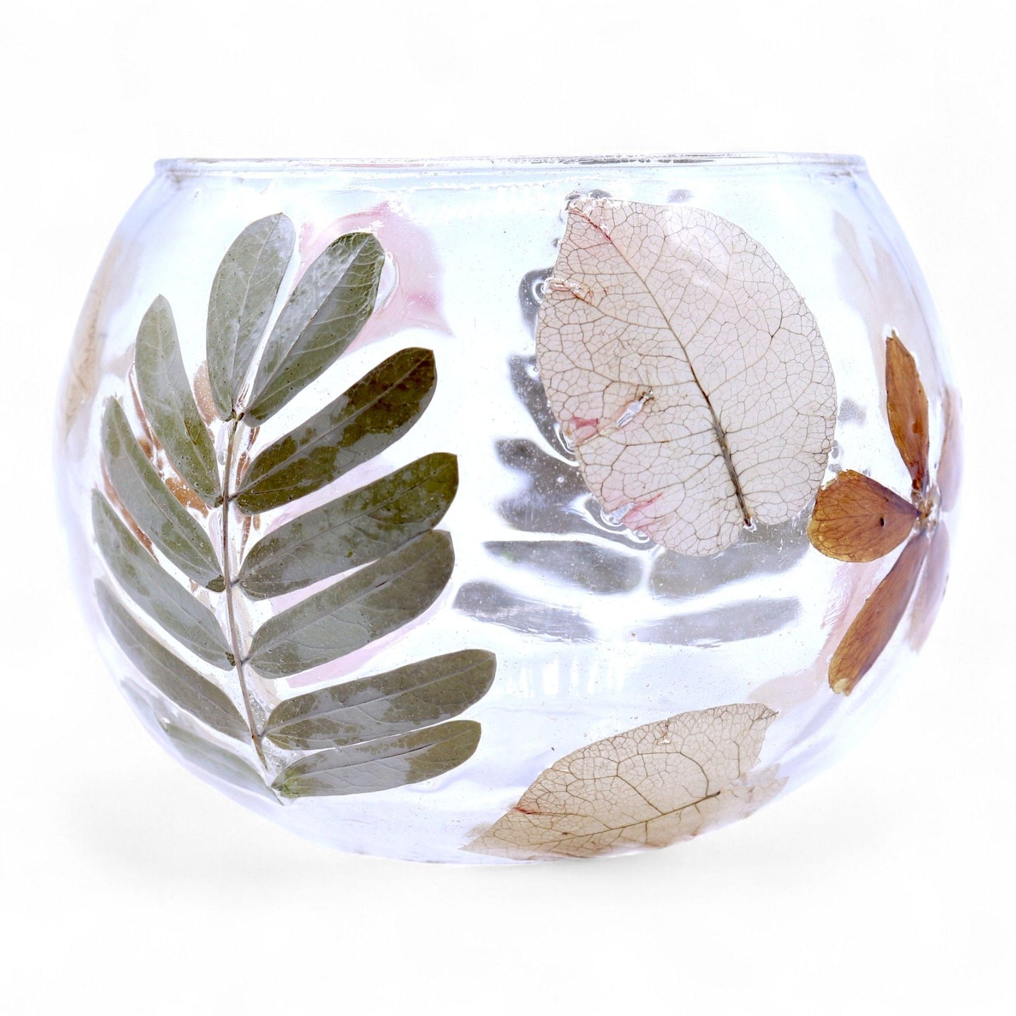 Natural Floral Glass - Bowl Candle Holder - Primavera - (8x10cm) - Luna Panther