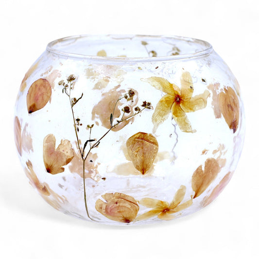 Natural Floral Glass - Large Bowl Candle Holder - Rosa - (12x13cm) - Luna Panther alternate view