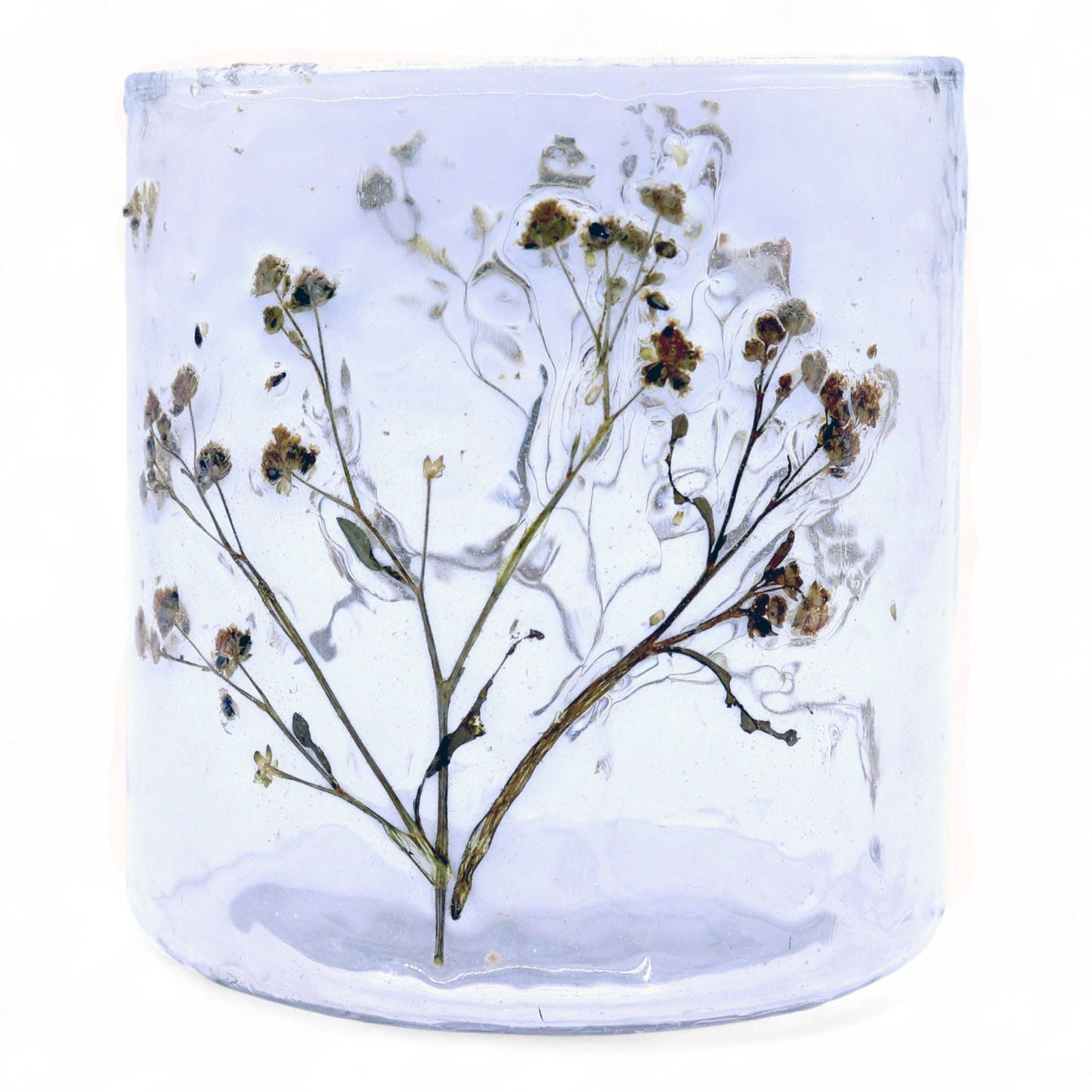 Natural Floral Glass - Straight Candle Holder - Margarita - (8x8cm) - Luna Panther