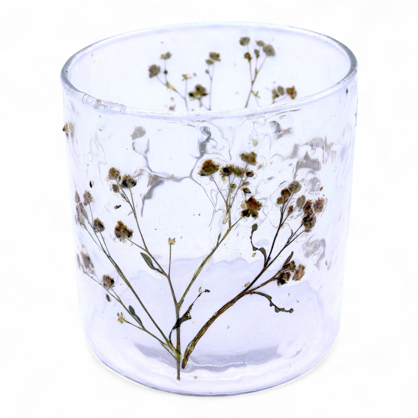 Natural Floral Glass - Straight Candle Holder - Margarita - (8x8cm) - Luna Panther
