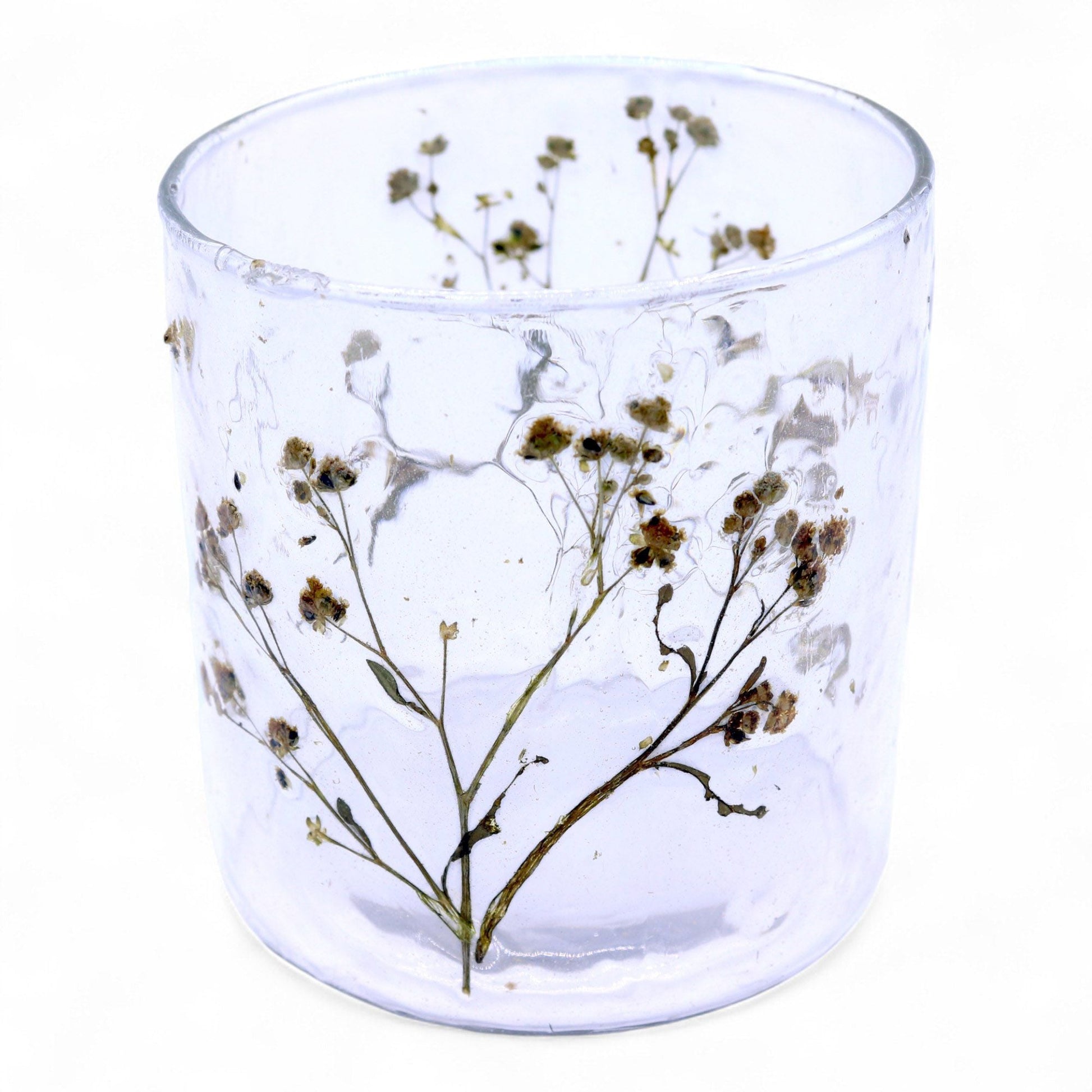 Natural Floral Glass - Straight Candle Holder - Margarita - (8x8cm) - Luna Panther