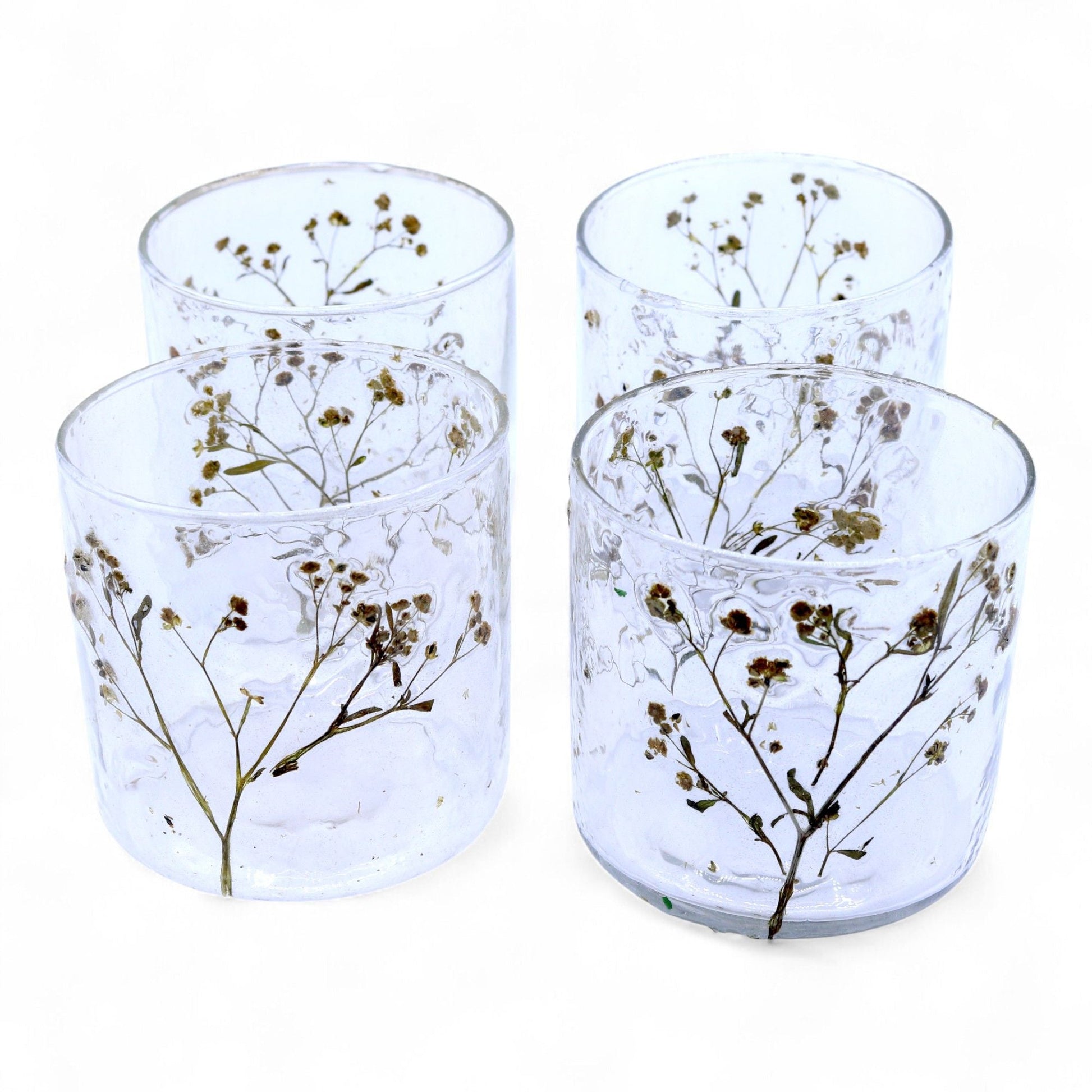 Natural Floral Glass - Straight Candle Holder - Margarita - (8x8cm) - Luna Panther