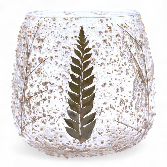 Natural Floral Glass - Straight Candle Holder - Pino - (10x9cm) - Luna Panther