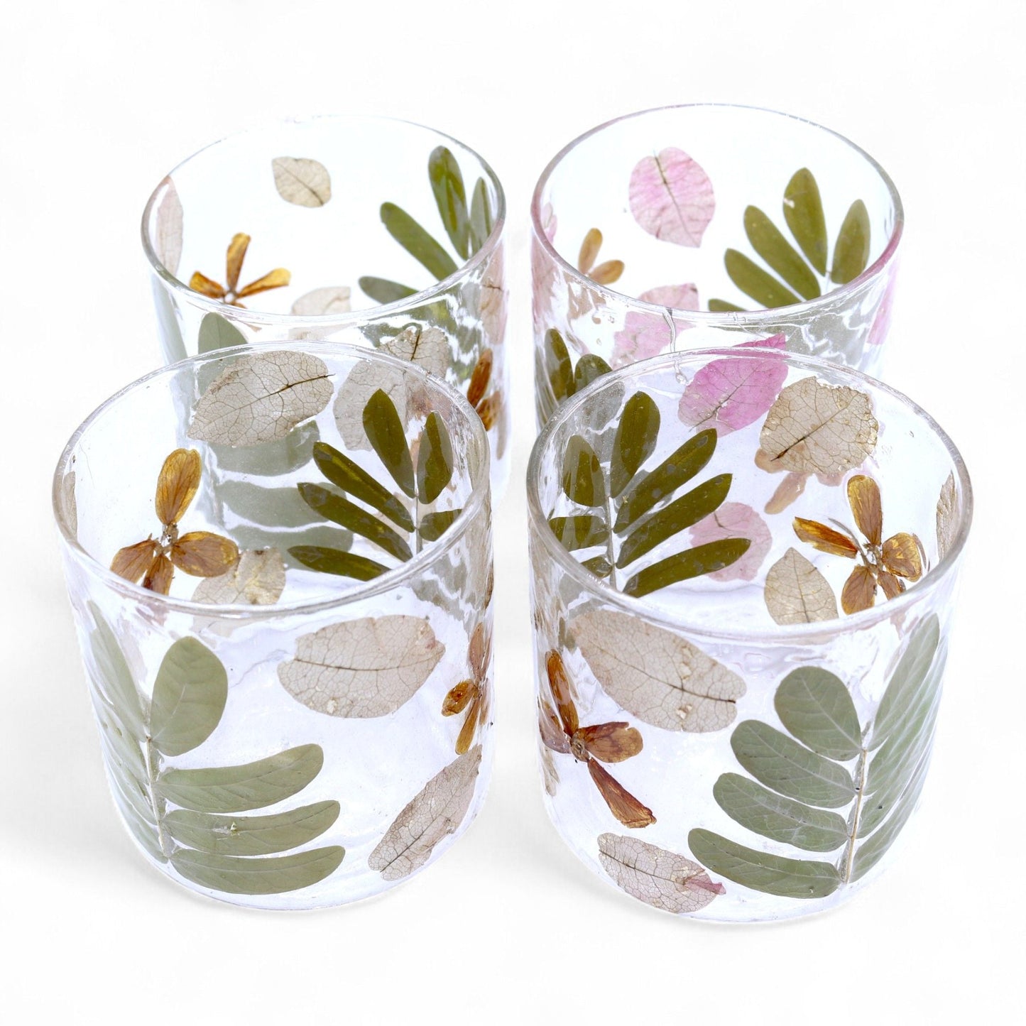 Natural Floral Glass - Straight Candle Holder - Primavera - (8x8cm) - Luna Panther