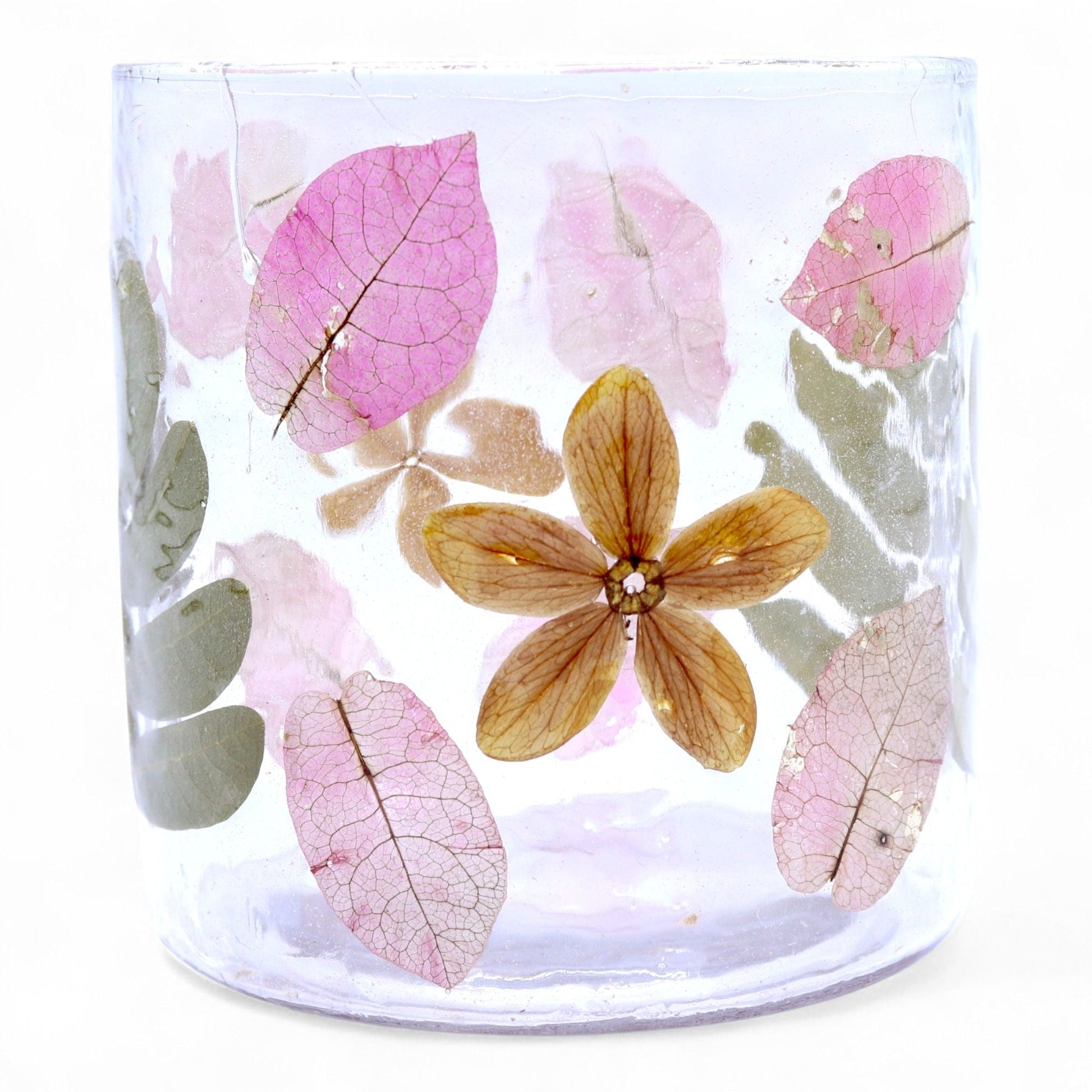 Natural Floral Glass - Straight Candle Holder - Primavera - (8x8cm) - Luna Panther