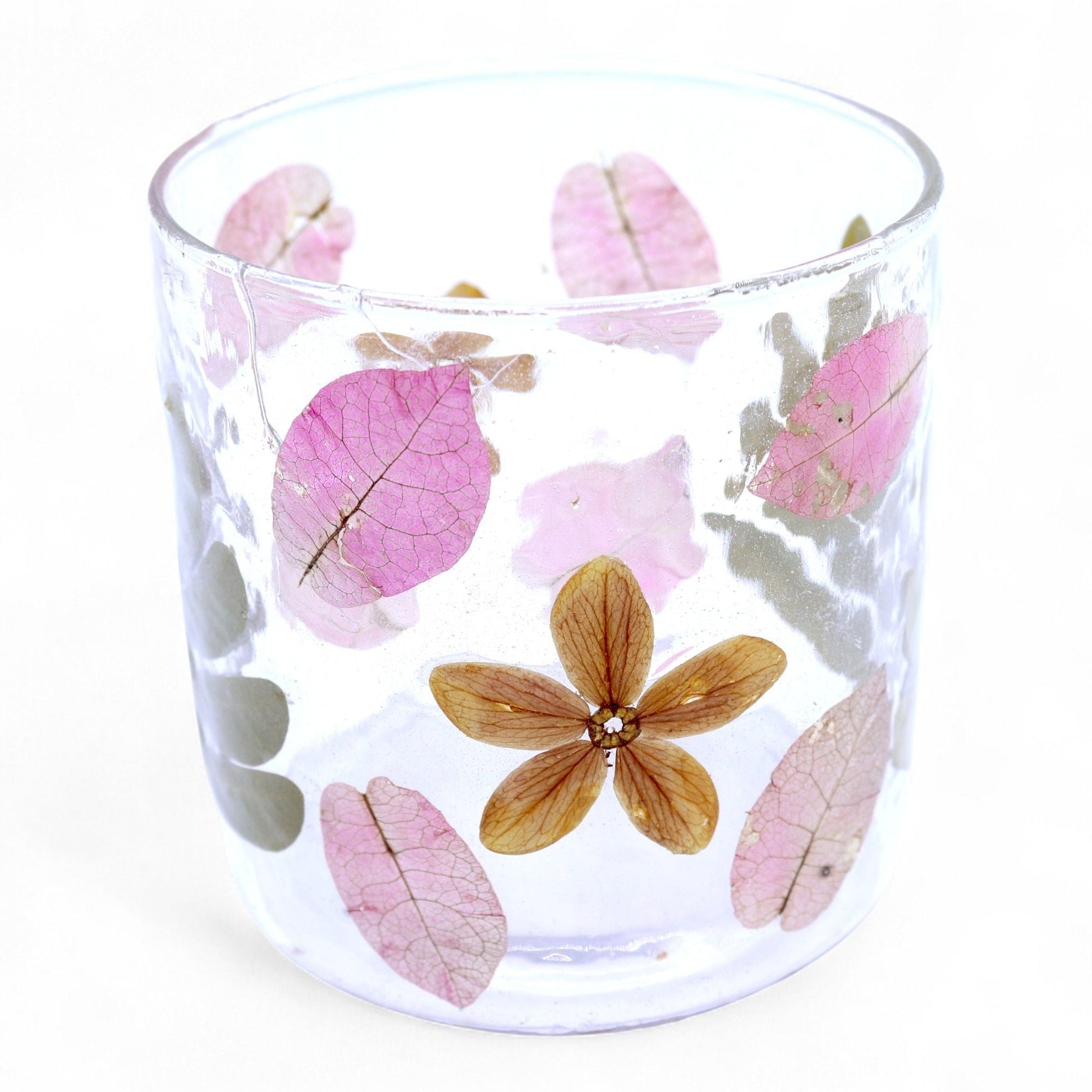 Natural Floral Glass - Straight Candle Holder - Primavera - (8x8cm) - Luna Panther