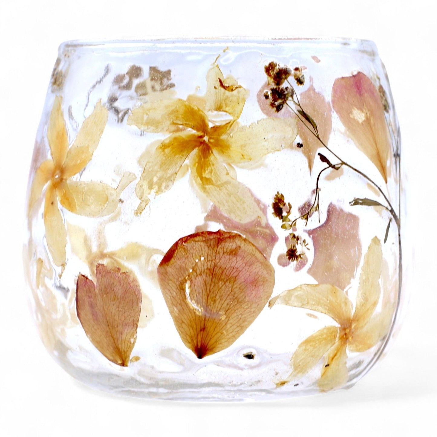 Natural Floral Glass - Straight Candle Holder - Rosa - (8x8cm) - Luna Panther