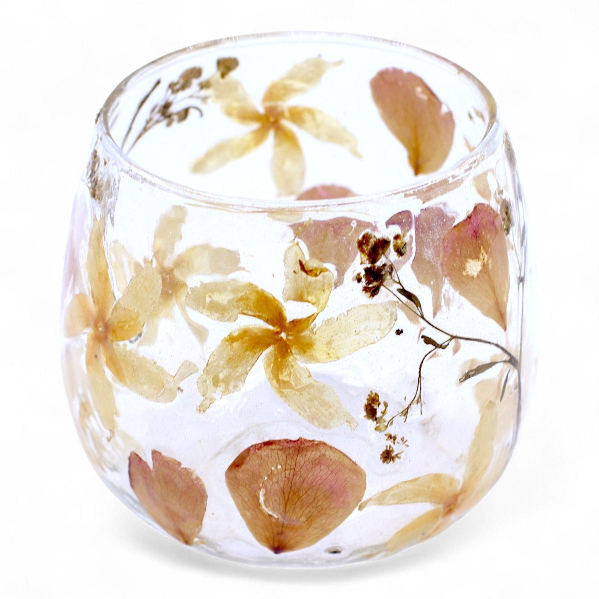 Natural Floral Glass - Straight Candle Holder - Rosa - (8x8cm) - Luna Panther