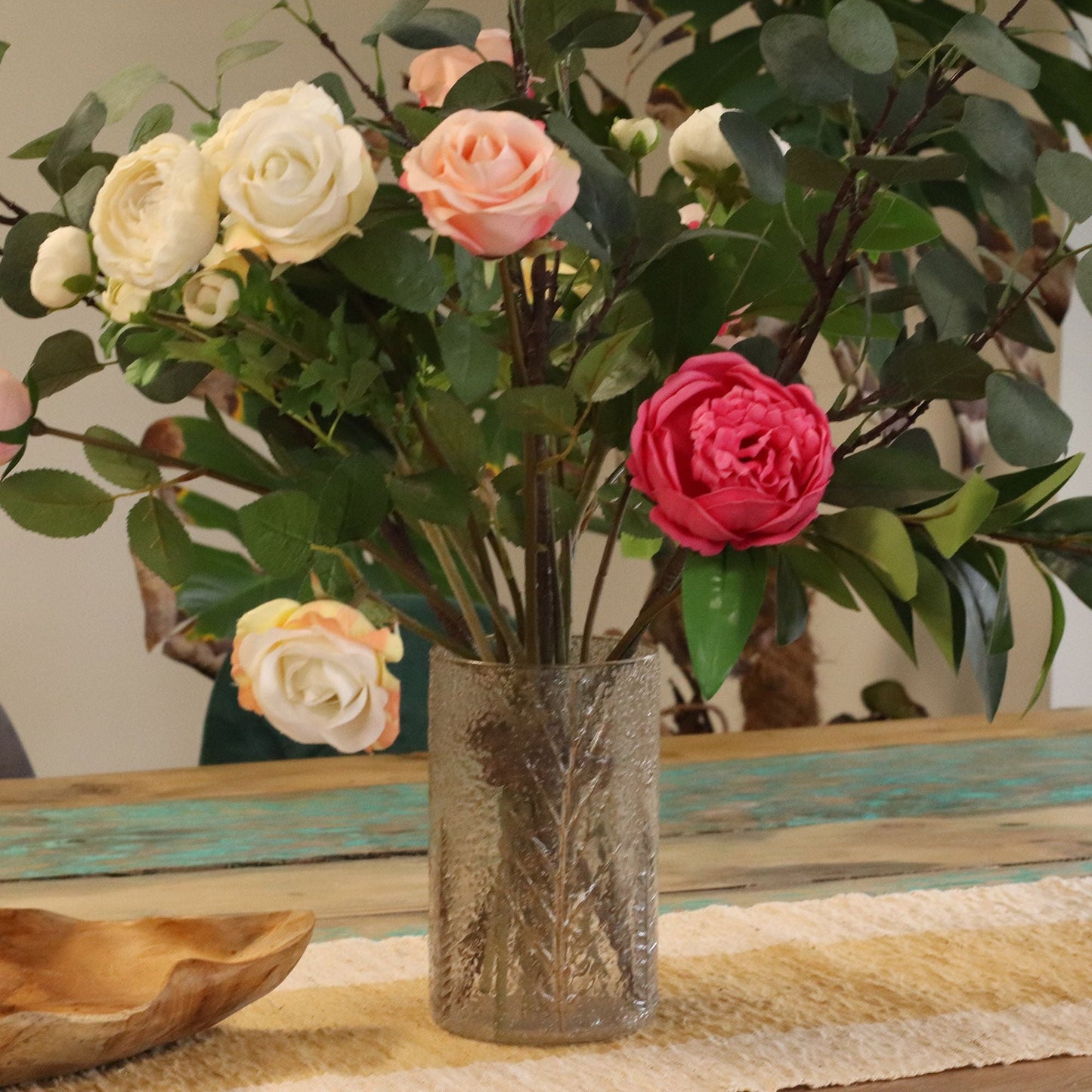 Natural Floral Glass - Tall Vase Candle Holder - Pino - (19x11cm) - Luna Panther