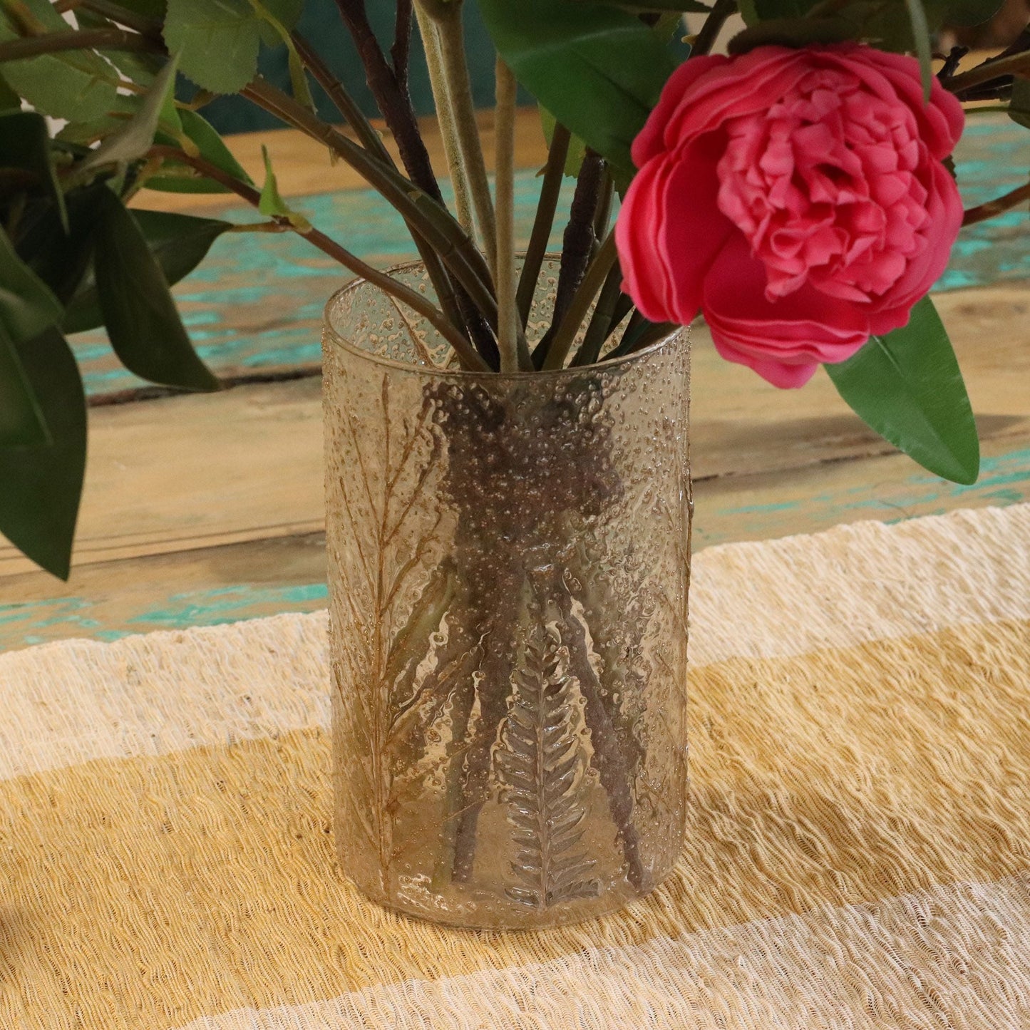 Natural Floral Glass - Tall Vase Candle Holder - Pino - (19x11cm) - Luna Panther