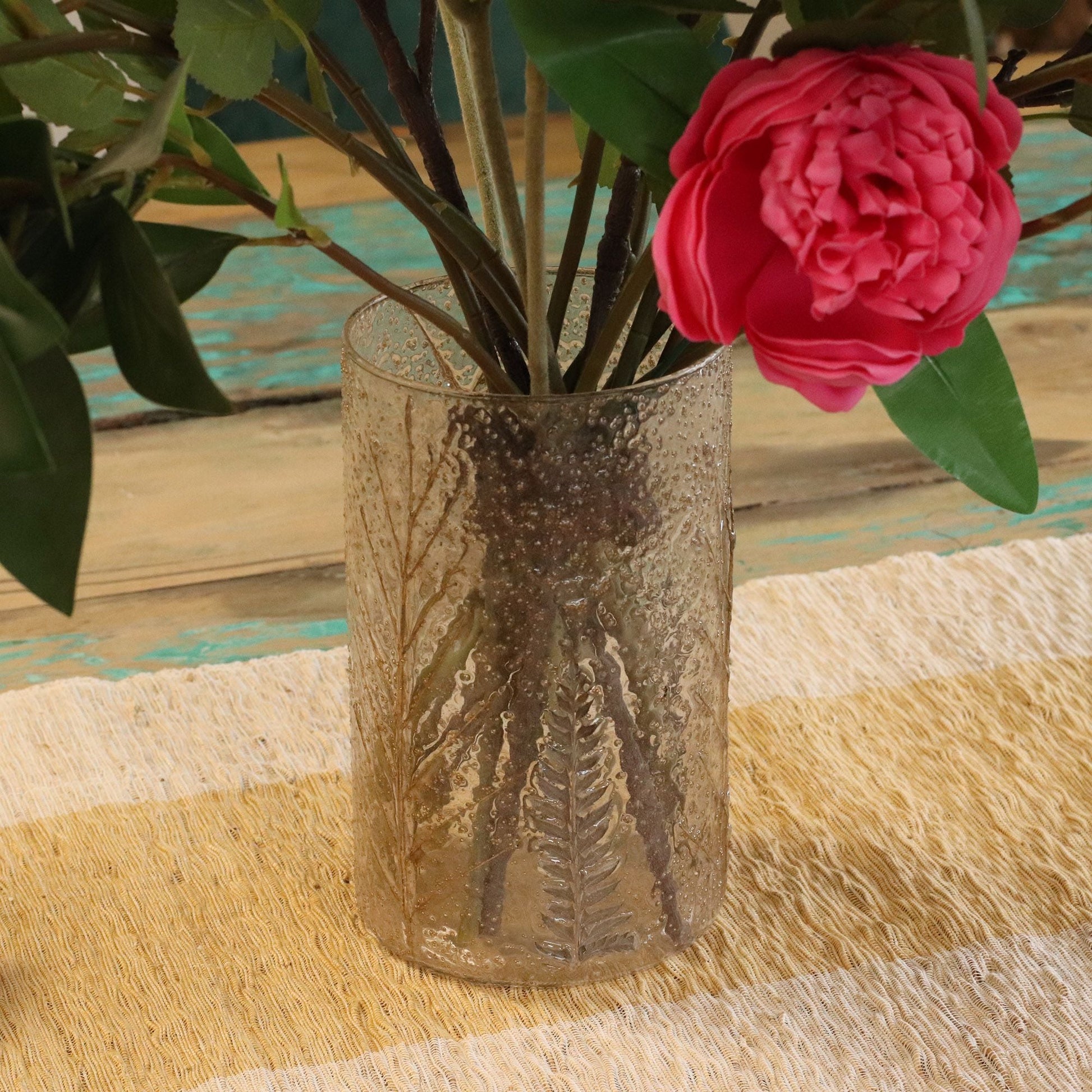 Natural Floral Glass - Tall Vase Candle Holder - Pino - (19x11cm) - Luna Panther
