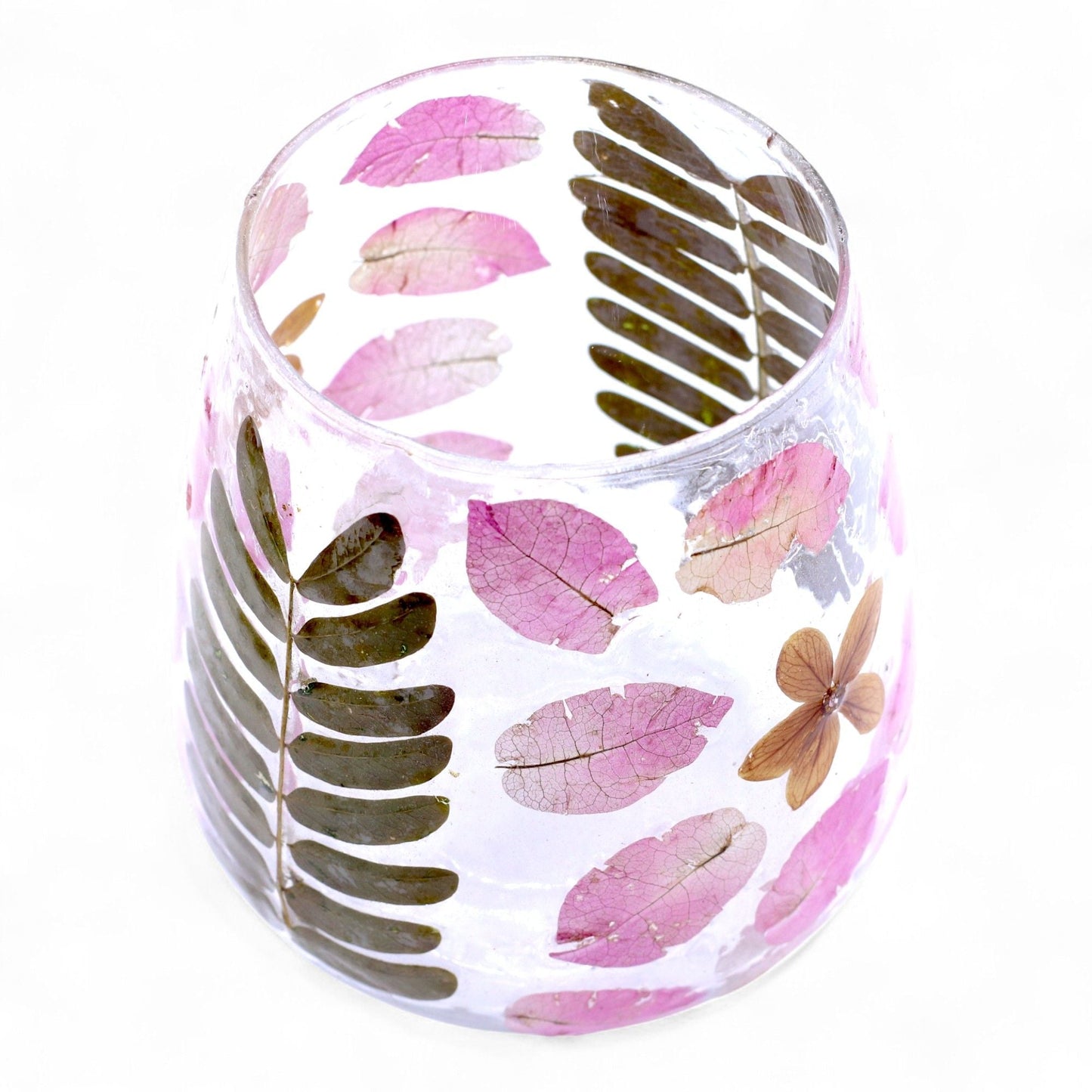 Natural Floral Glass - Vase Candle Holder - Primavera - (12x11cm) - Luna Panther