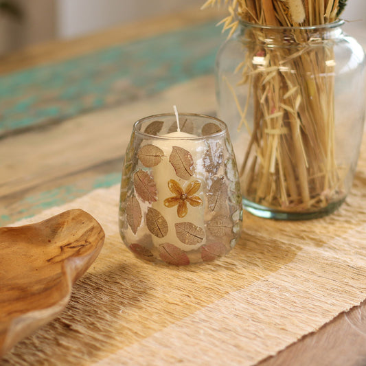 Natural Floral Glass - Vase Candle Holder - Primavera - (12x11cm) - Luna Panther
