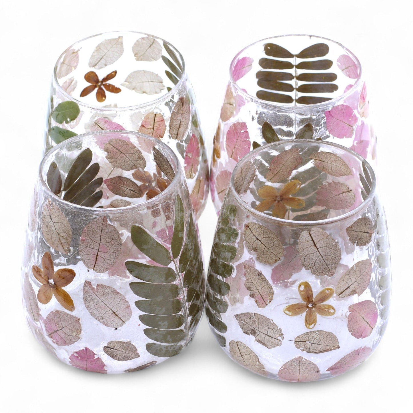 Natural Floral Glass - Vase Candle Holder - Primavera - (12x11cm) - Luna Panther