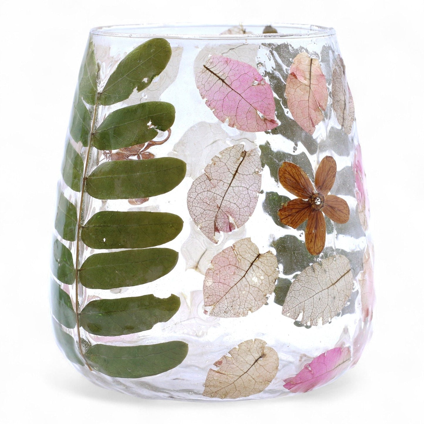 Natural Floral Glass - Vase Candle Holder - Primavera - (12x11cm) - Luna Panther