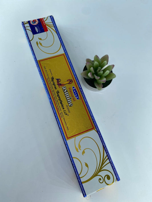 Polished Natural Jasmine Incense - Satya featuring natural patterning and unique variations - Luna Panther