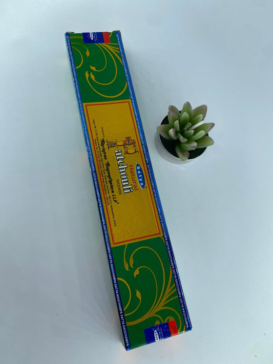 Polished Natural Patchouli Incense - Satya featuring natural patterning and unique variations - Luna Panther