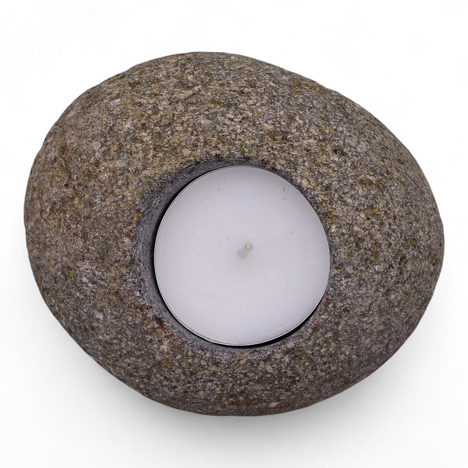 Natural Riverstone Candle Holder - Single Nightlight - Luna Panther