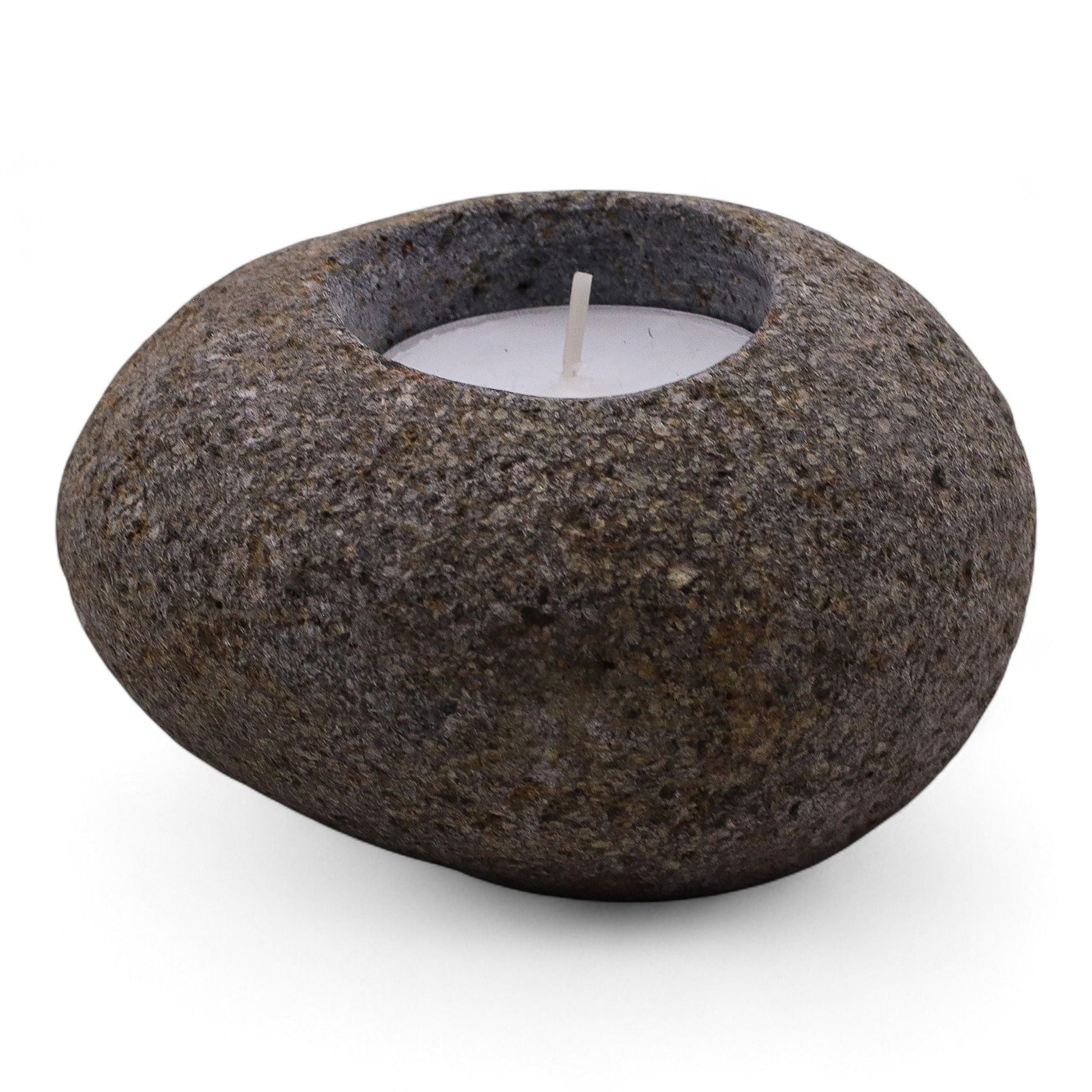 Natural Riverstone Candle Holder - Single Nightlight - Luna Panther
