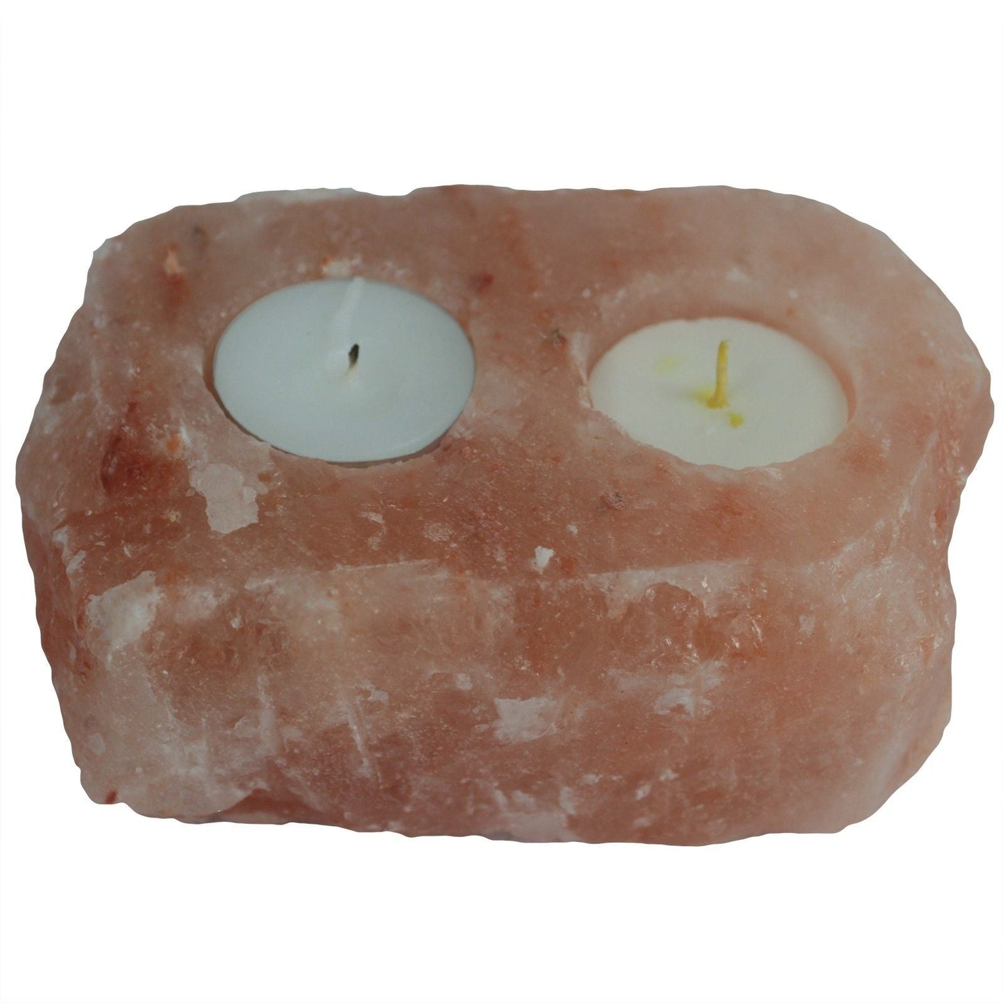 Polished Natural Salt Candle Holder - 2 holes featuring natural patterning and unique variations - Luna Panther