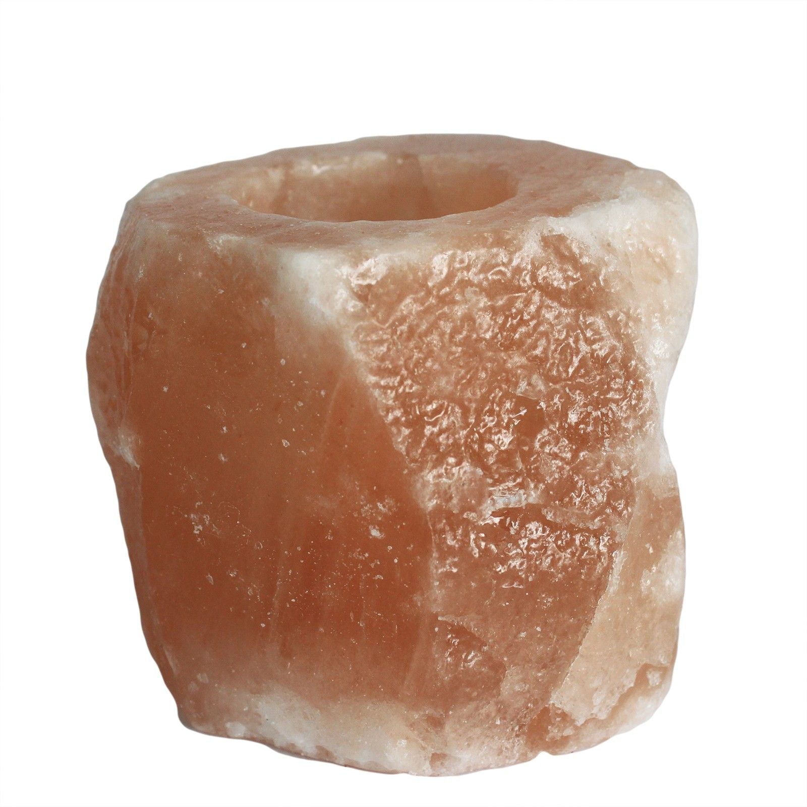 Polished Natural Salt Candle Holder 600-800g featuring natural patterning and unique variations - Luna Panther
