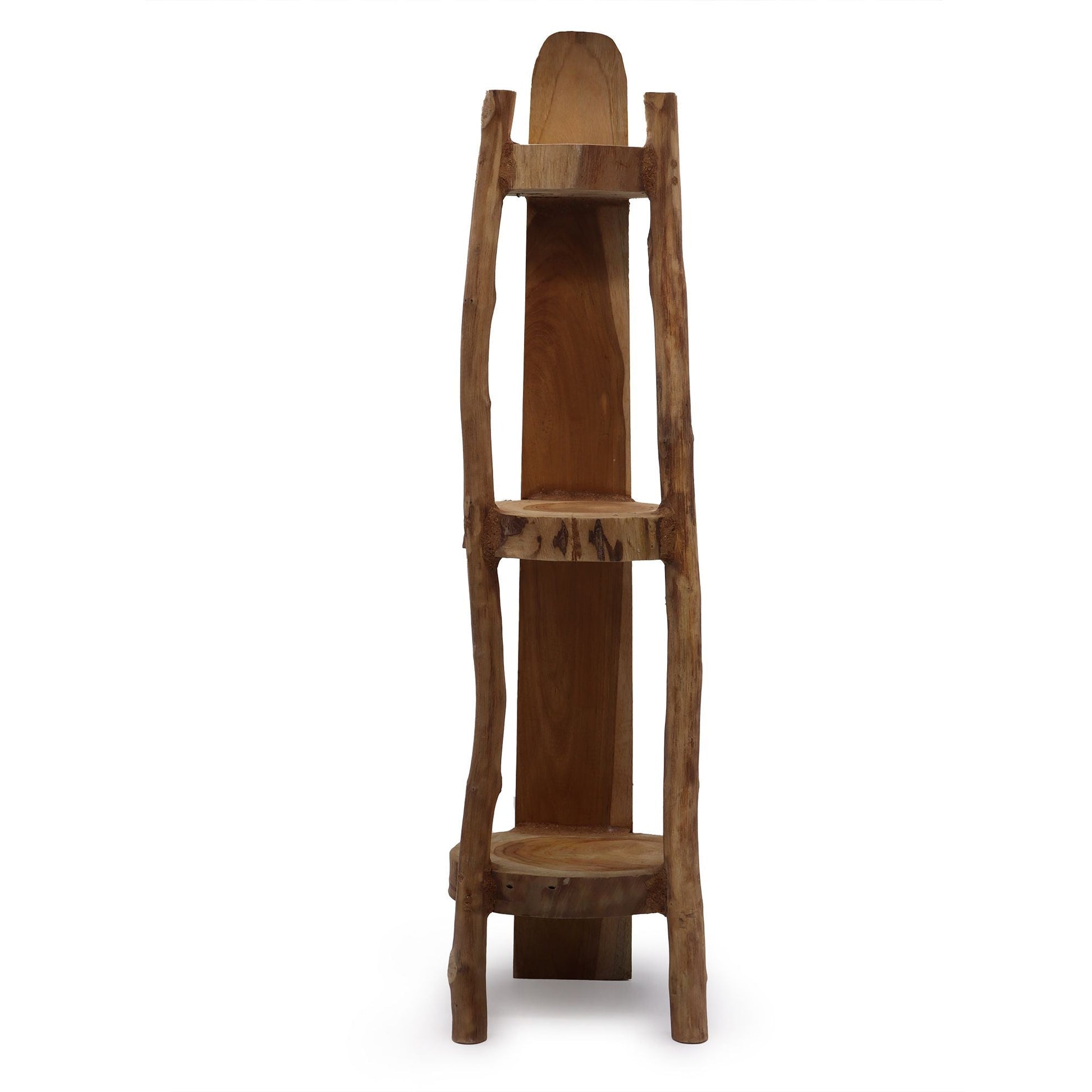 Natural Teak Corner Unit – 3 Shelves, 90 cm High — product, image 2 of 3.