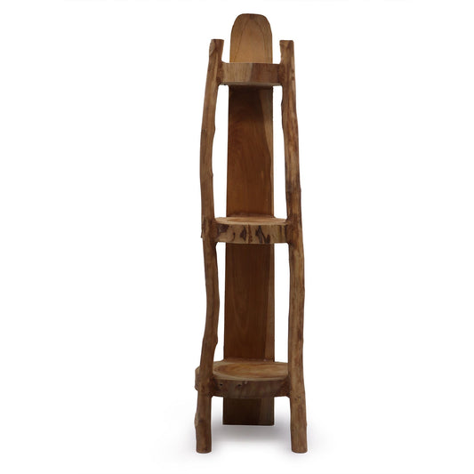 Natural Teak Corner Unit – 3 Shelves, 90 cm High — product, image 2 of 3. alternate view