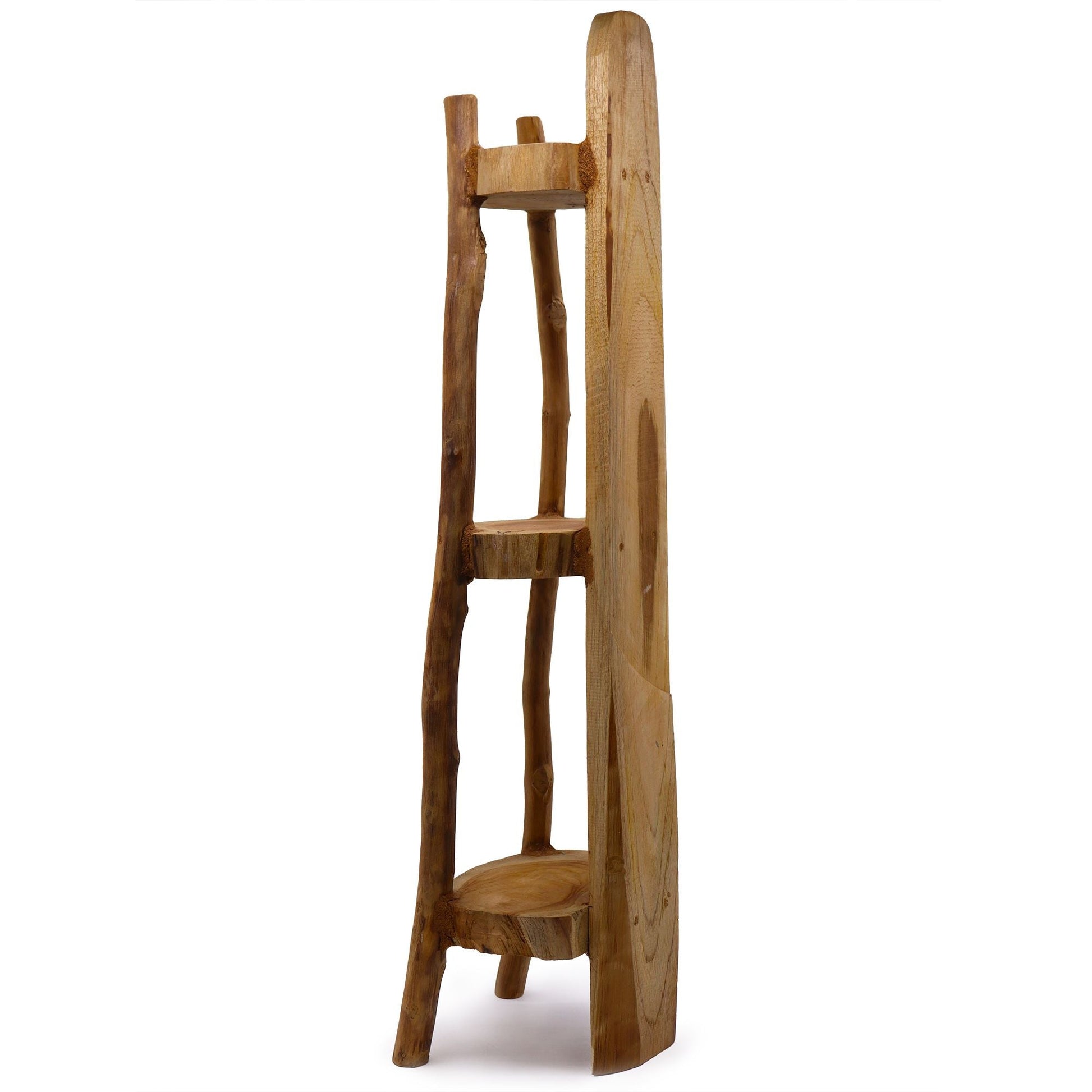 Natural Teak Corner Unit – 3 Shelves, 90 cm High — product, image 1 of 3.