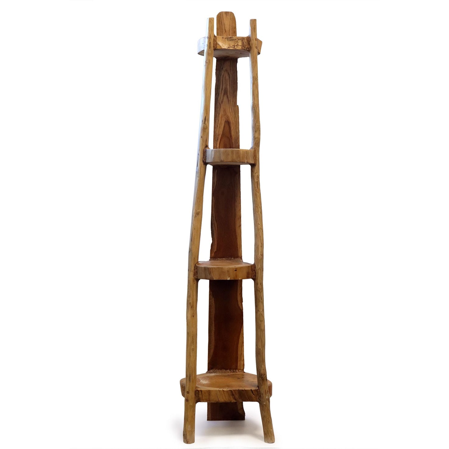 Natural Teak Corner Unit – 4 Shelves, 135 cm High — product, image 3 of 4.