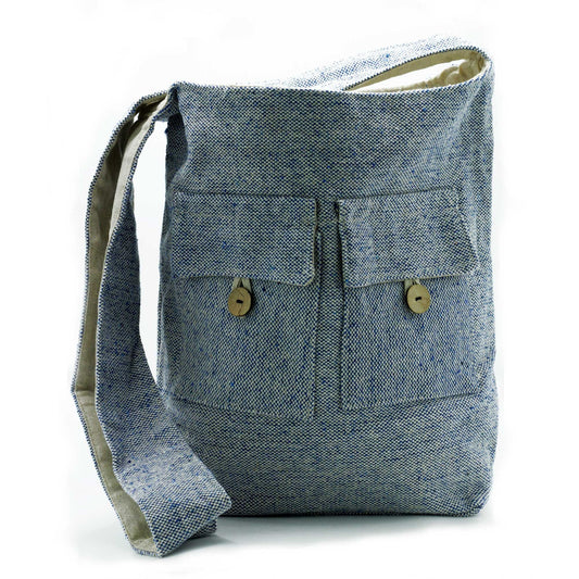 Polished Natural Tones Two Pocket Bags - Comp Denim - Large featuring natural patterning and unique variations - Luna Panther