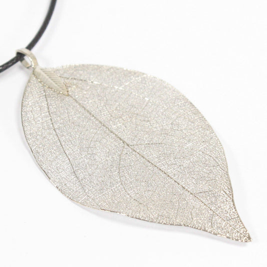 Polished Necklace - Bravery Leaf - Silver featuring natural patterning and unique variations - Luna Panther