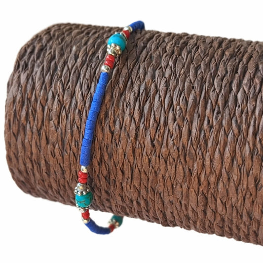 Nepalese Extra Fine Gem Bracelet - Blue Onyx - Luna Panther