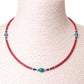 Nepalese Extra Fine Gem Necklace - Pink Coral & Turquoise Beads - Luna Panther
