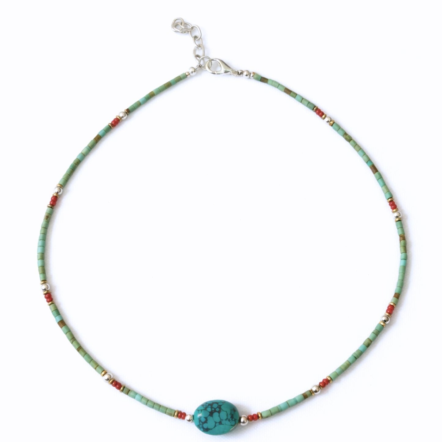 Nepalese Extra Fine Gem Necklace - Turquoise Stone & Beads - Luna Panther