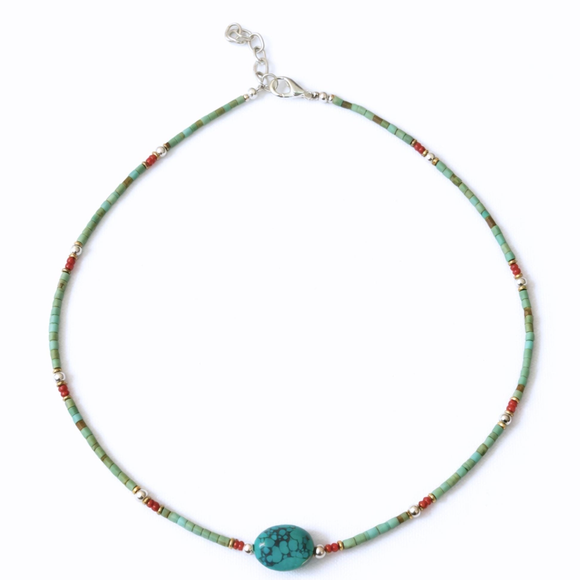 Nepalese Extra Fine Gem Necklace - Turquoise Stone & Beads - Luna Panther
