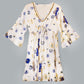 Nomad Sari Evil Eye Dress - White, Blue & Gold - Size M/L - Luna Panther