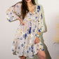 Nomad Sari Evil Eye Dress - White, Blue & Gold - Size M/L - Luna Panther