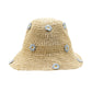 Nomad Sari Floppy Straw Sun Hat - Beige & Blue Flowers - Luna Panther