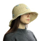 Nomad Sari Floppy Straw Sun Hat - Beige & Blue Flowers - Luna Panther