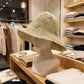 Nomad Sari Floppy Straw Sun Hat - Beige & Blue Flowers - Luna Panther