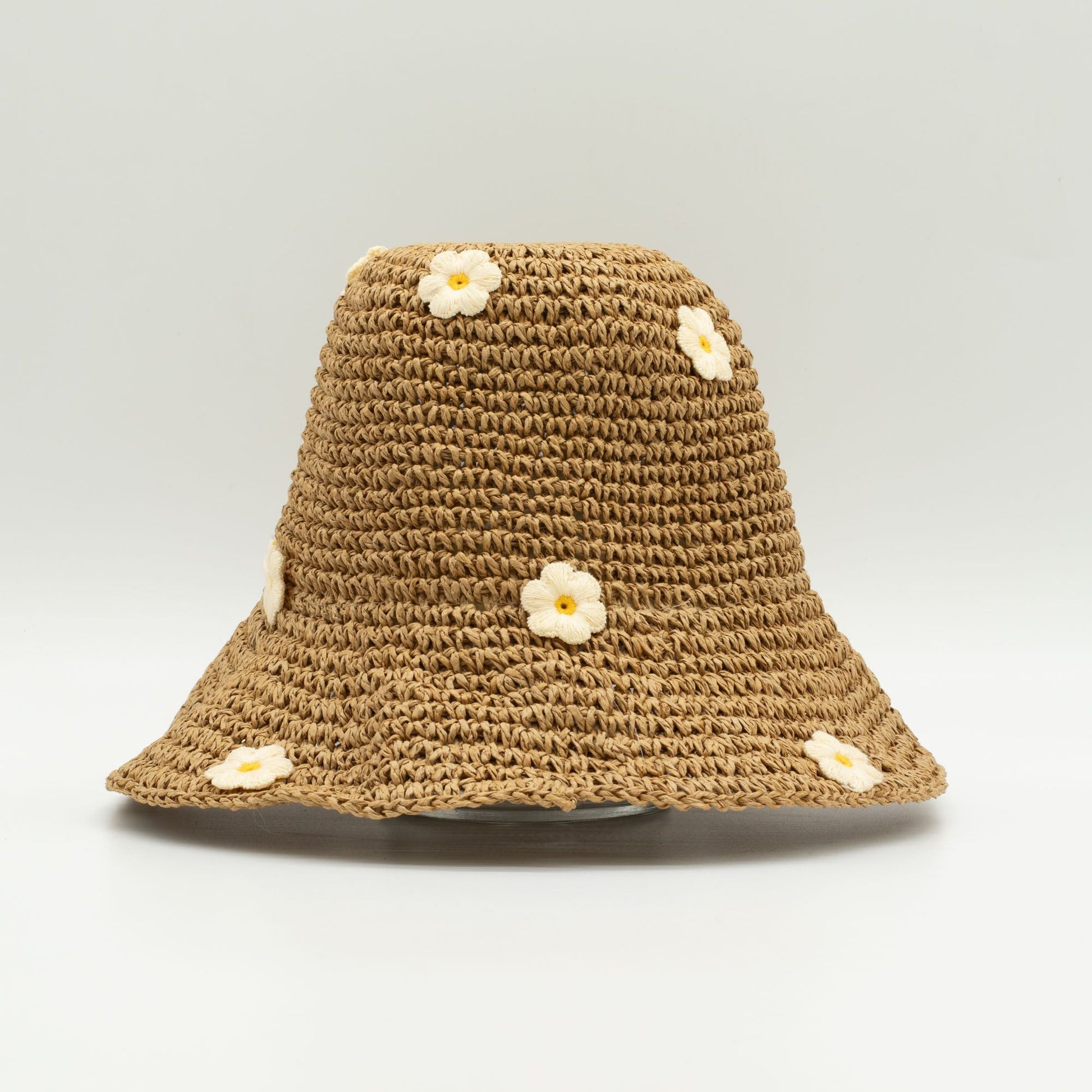 Nomad Sari Floppy Straw Sun Hat - Coffee & Daisies - Luna Panther