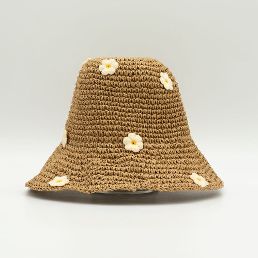 Nomad Sari Floppy Straw Sun Hat - Coffee & Daisies - Luna Panther alternate view